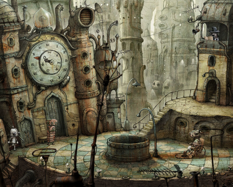 Steampunk Cityscape — Gray, Dusty
