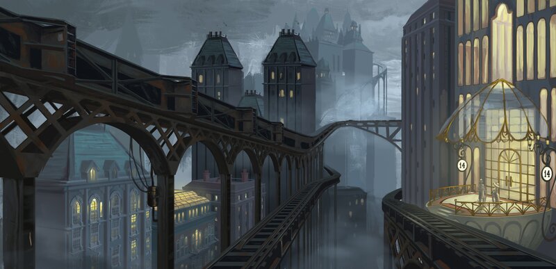 Steampunk Cityscape — Gray
