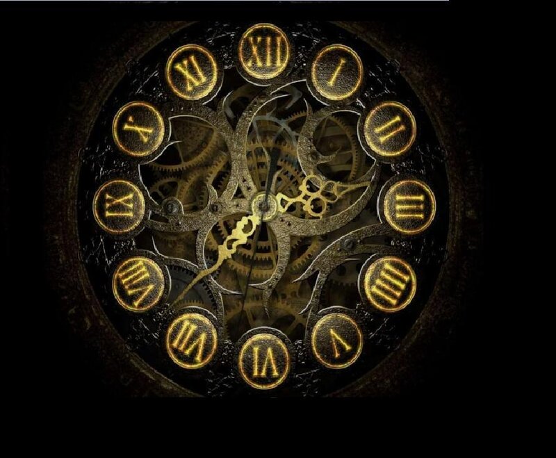 Steampunk Clock Mechanism — Black, Dramatic