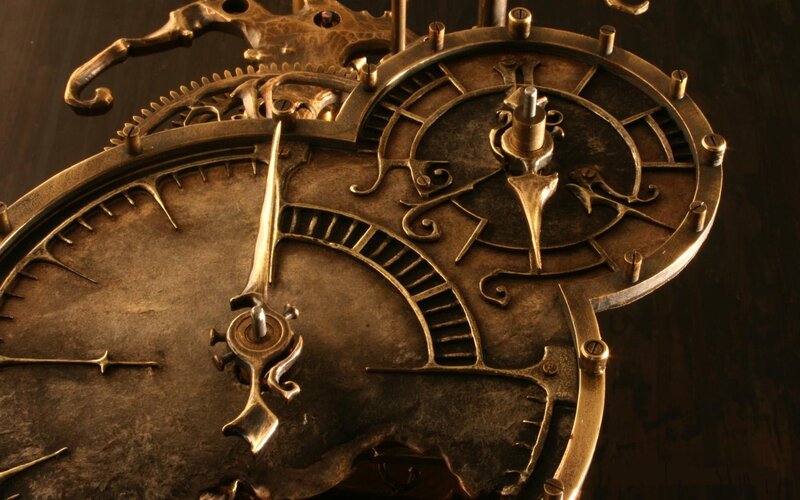 Steampunk Clock Mechanism — Bronze, Dramatic