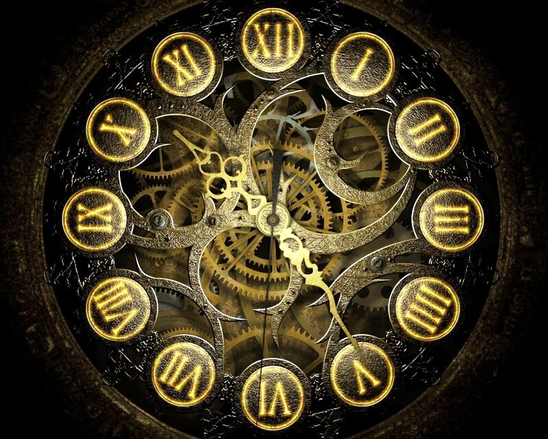 Steampunk Clock Mechanism — Gold, Dramatic, Digital Art, Gears