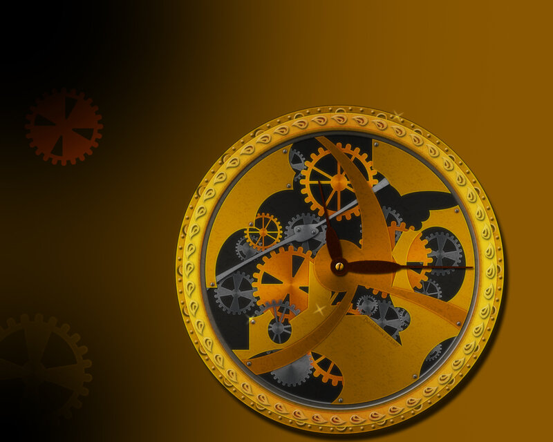 Steampunk Clock Mechanism — Gold, Dramatic