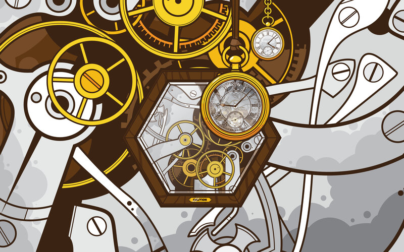 Steampunk clockwork illustration
