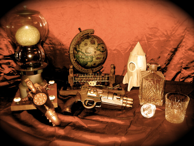 Steampunk collection on table