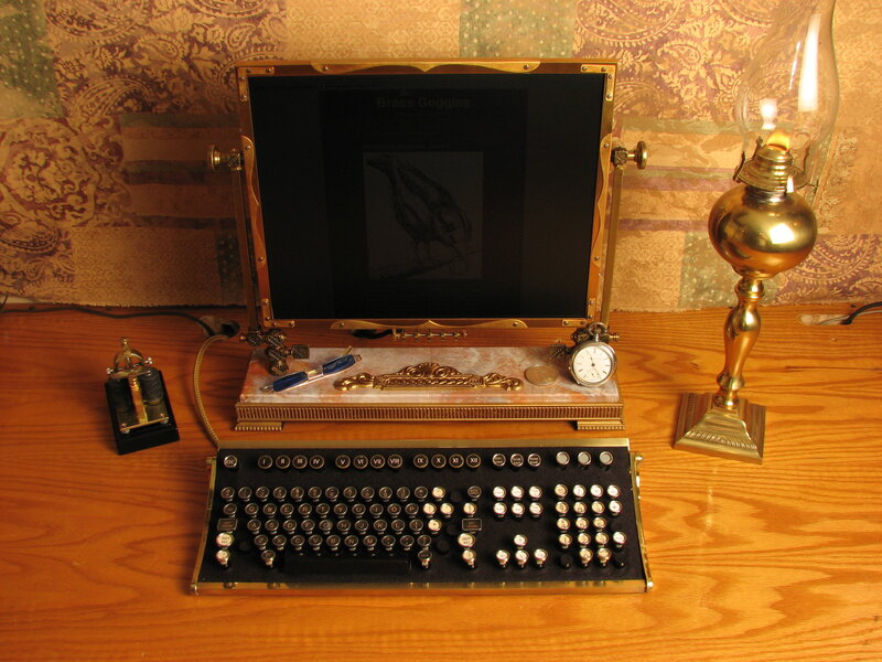 Steampunk Computer Setup — Brown, Nostalgic