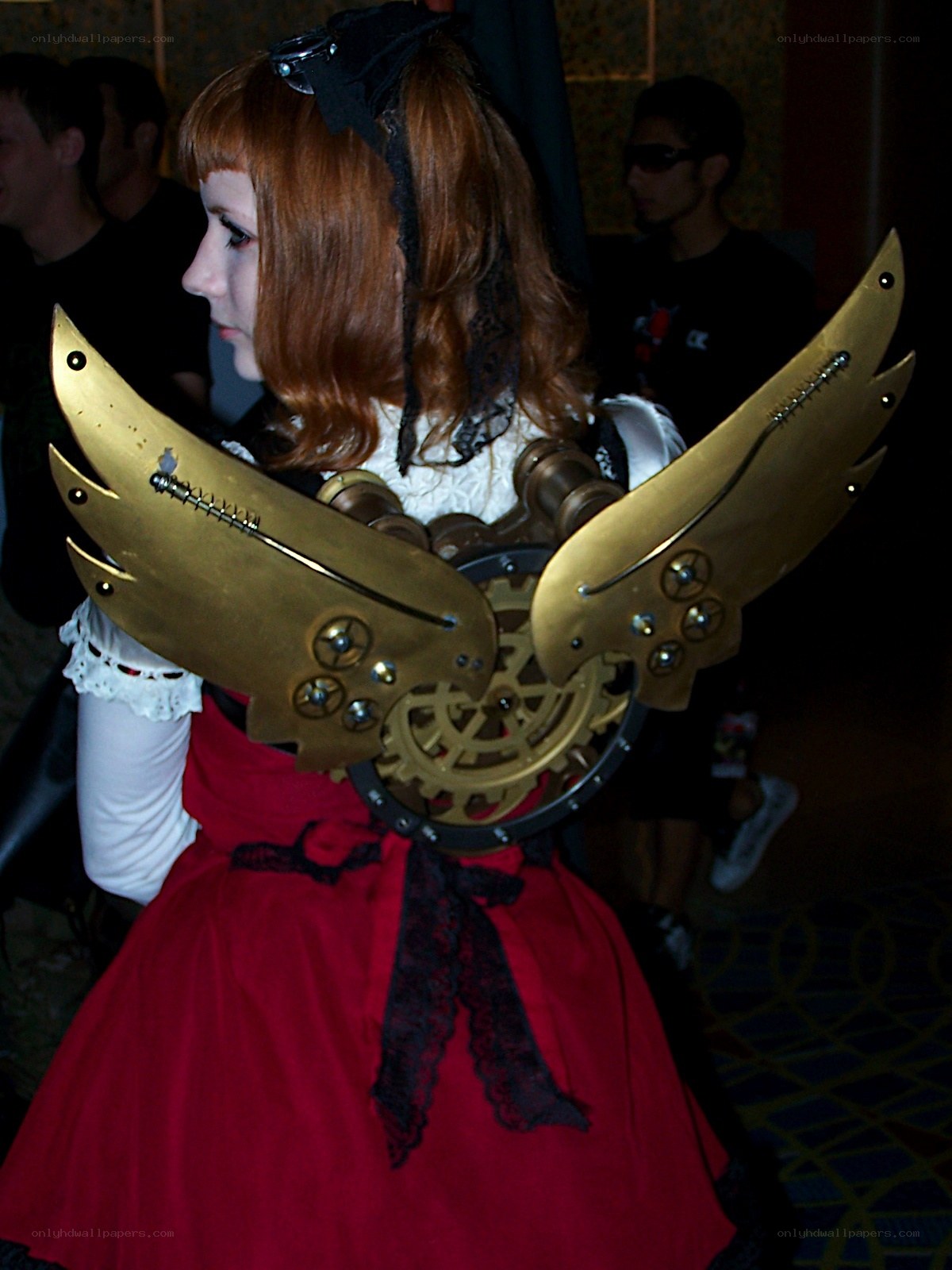 steampunk cosplay with mechanical wings