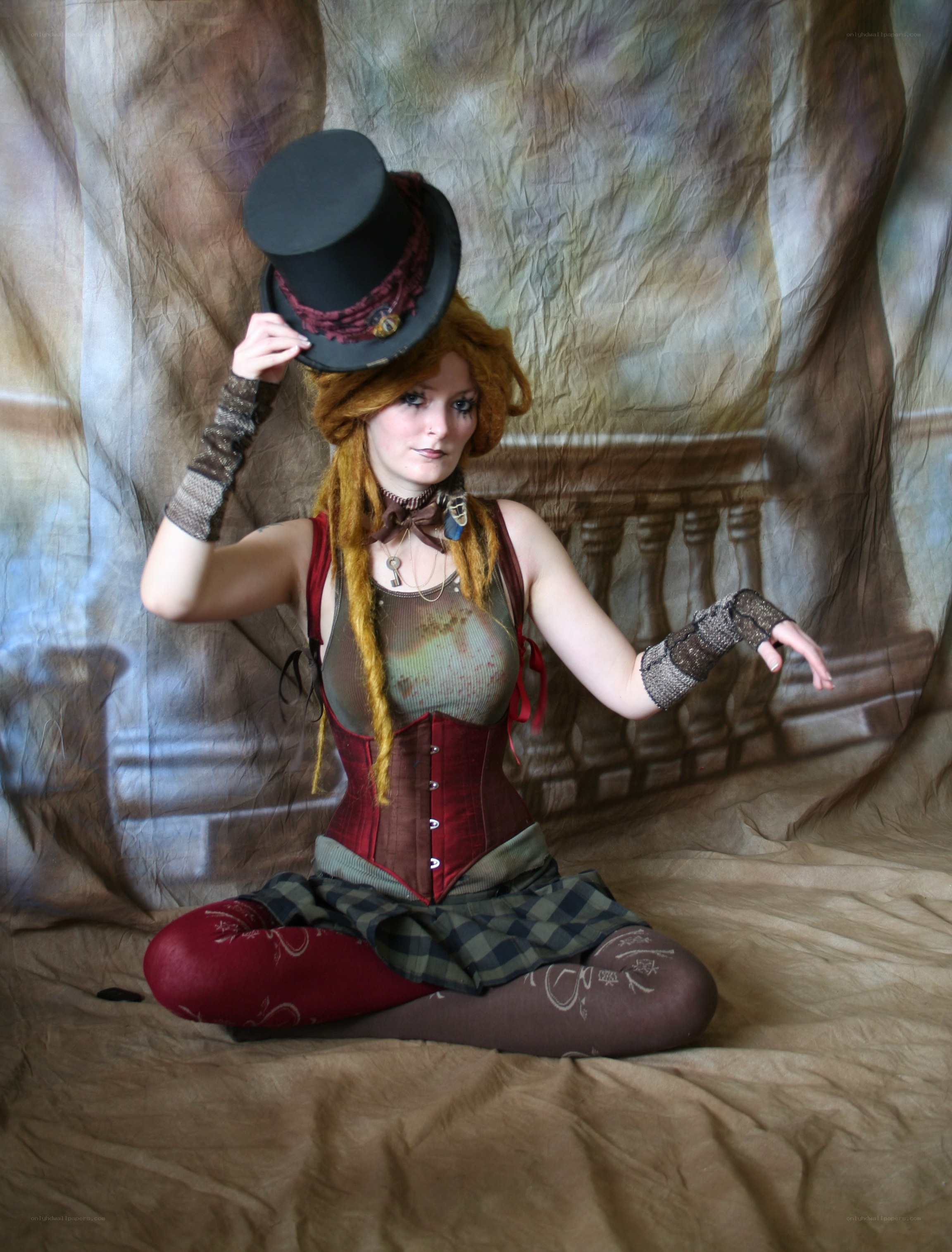 steampunk cosplayer with top hat