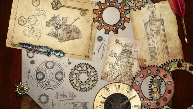 Steampunk Design Collage — Brown