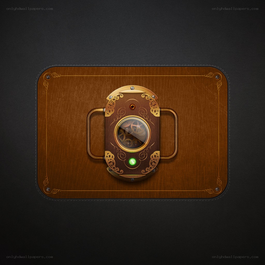 steampunk device on wooden panel
