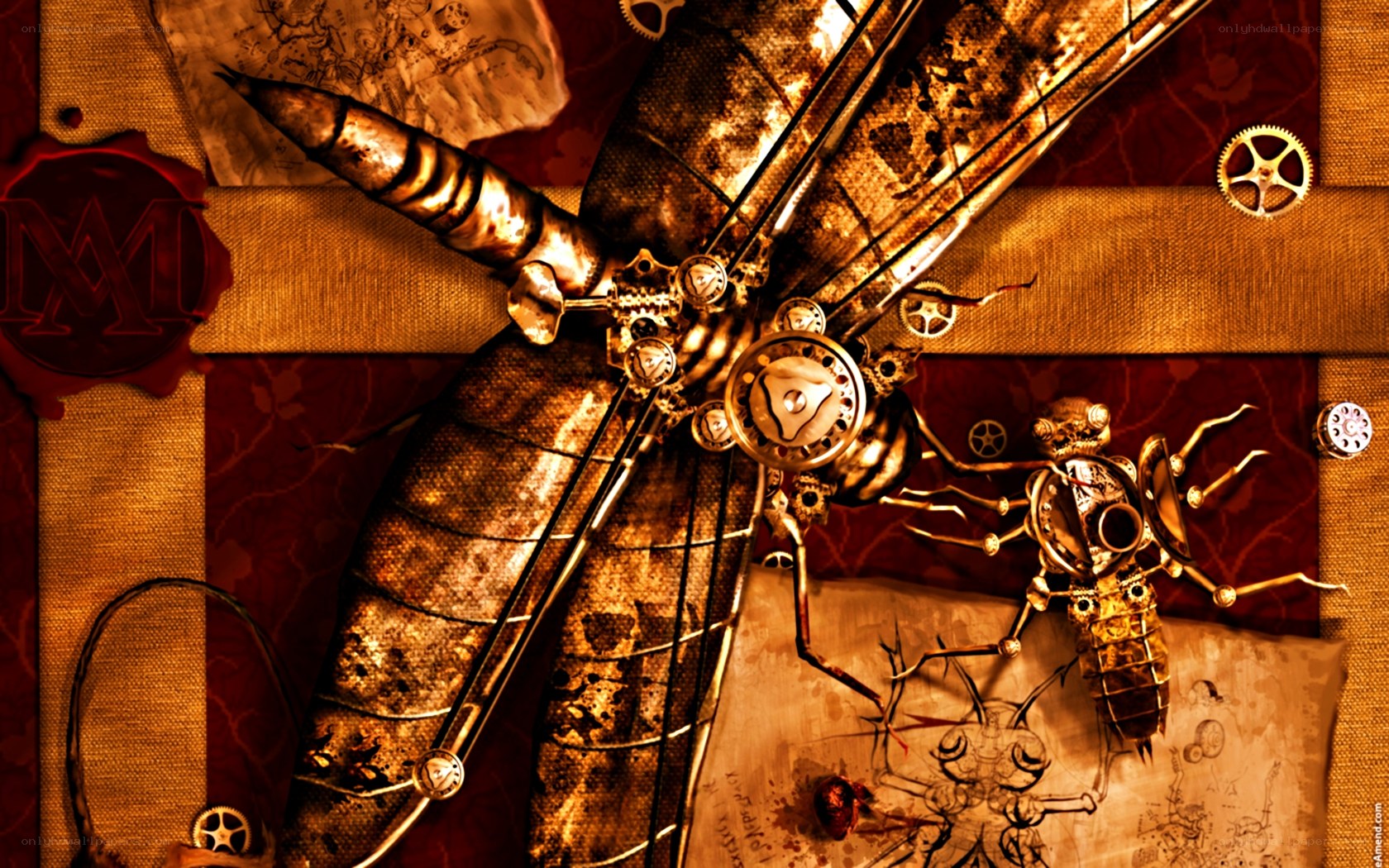 steampunk dragonfly collage