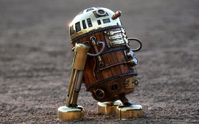 Steampunk Droid Robot — Brown, Dramatic