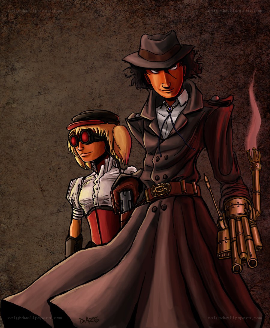 Steampunk duo with goggles