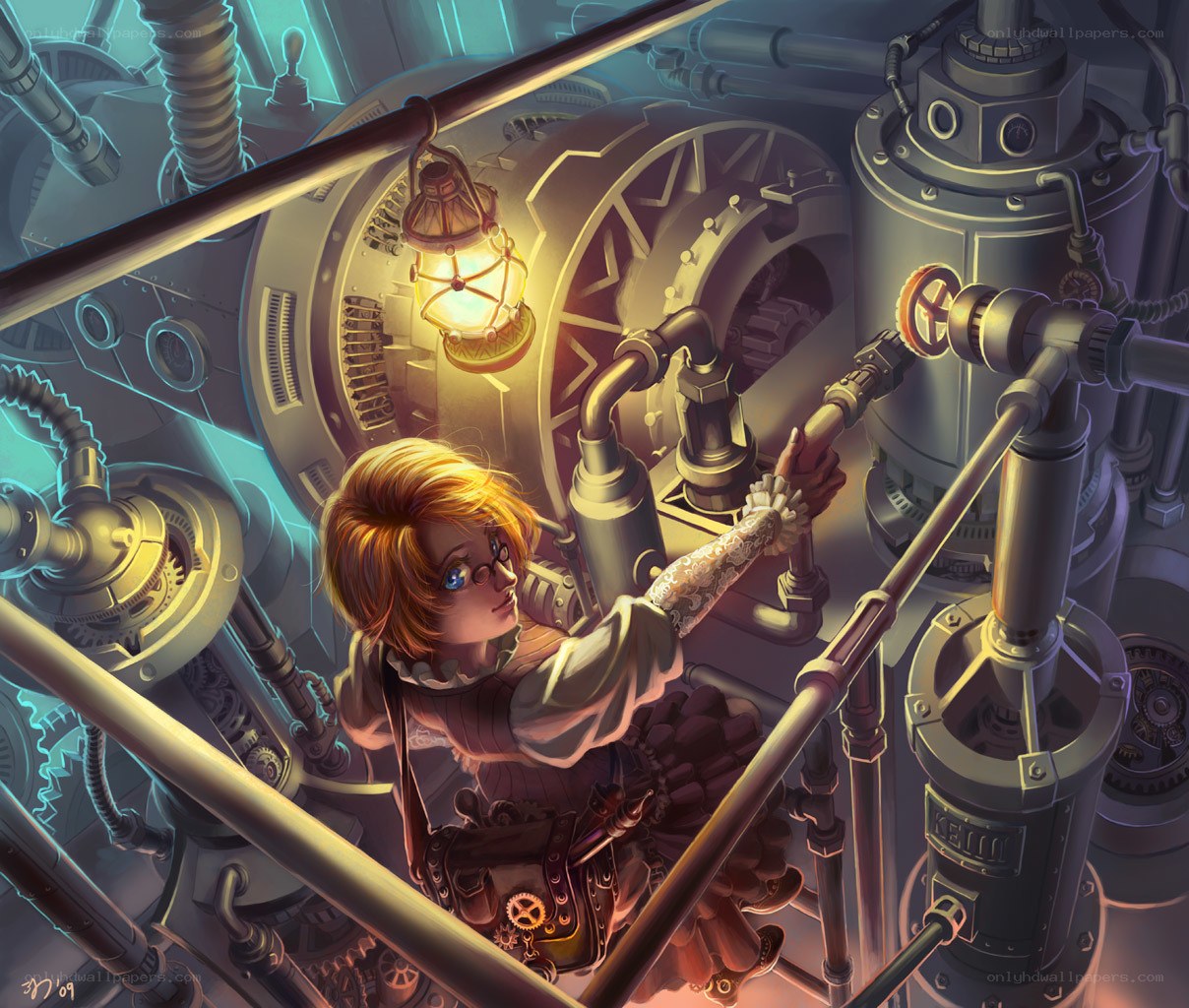 Steampunk engineer at work