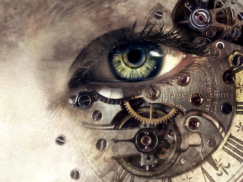 steampunk eye with clockwork