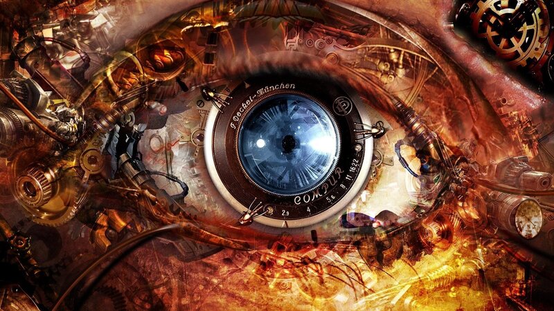 steampunk eye with mechanical gears