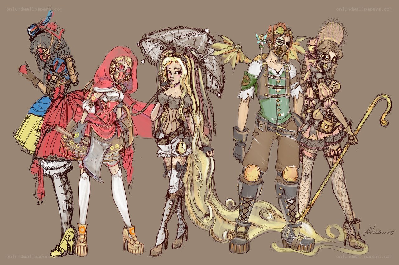 Steampunk fairy tale characters