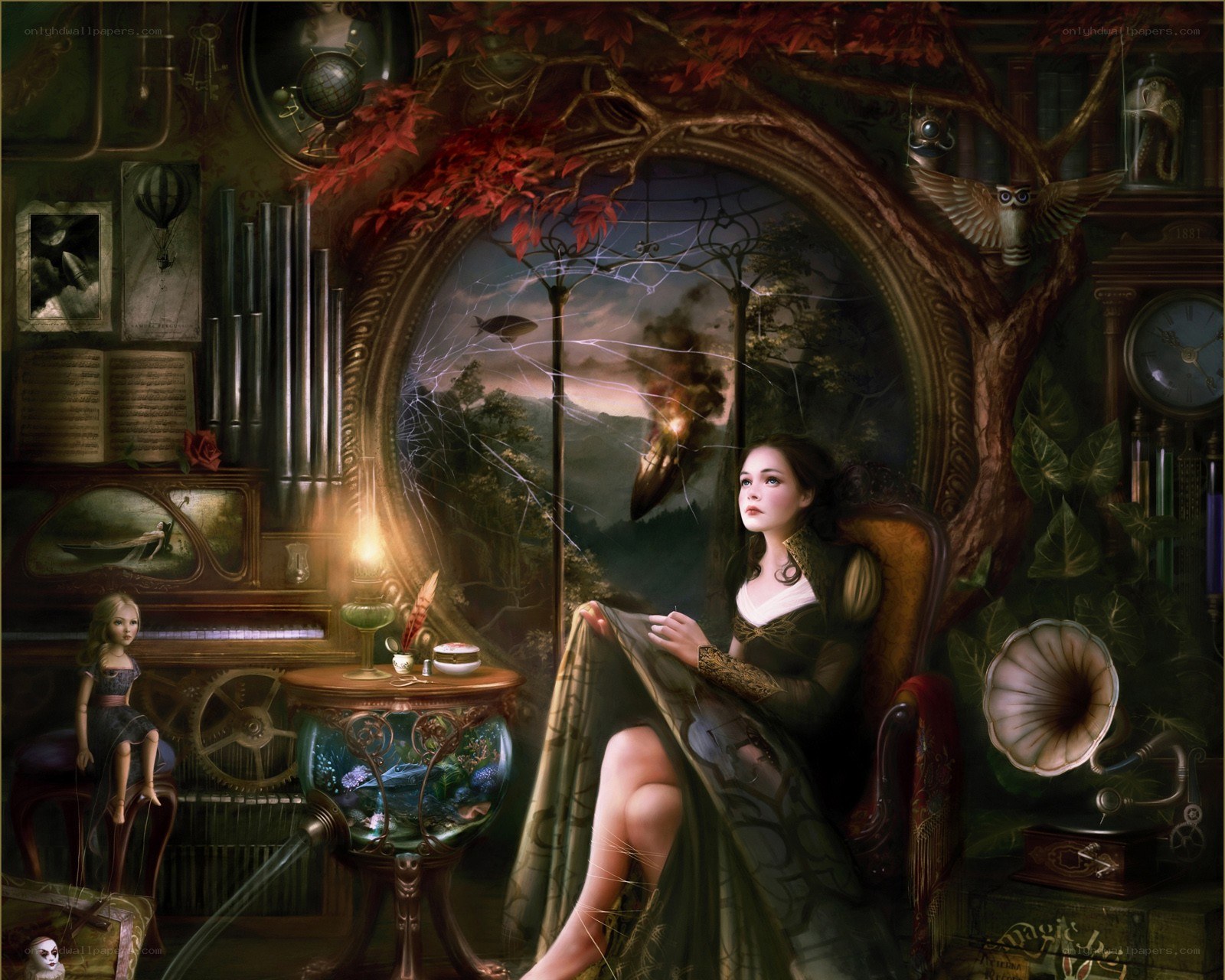 Steampunk fantasy interior
