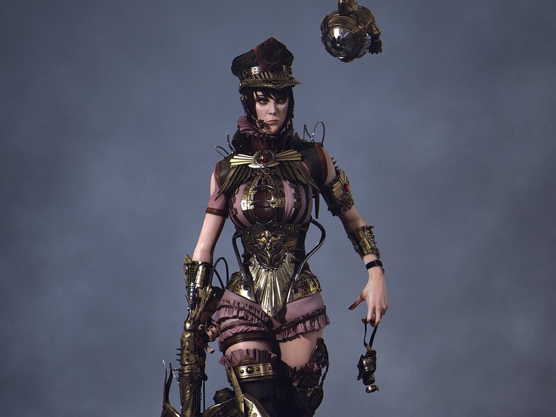 steampunk female warrior