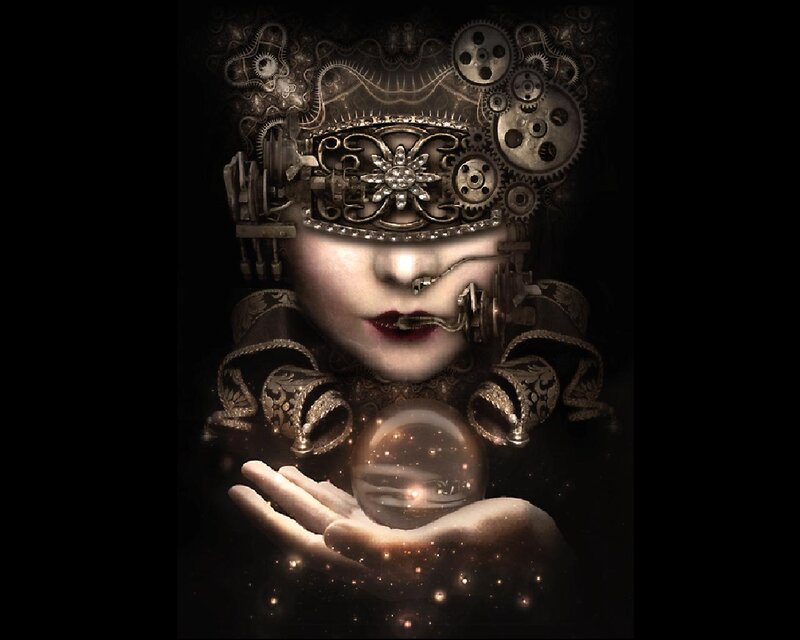Steampunk Figure with Crystal Ball
