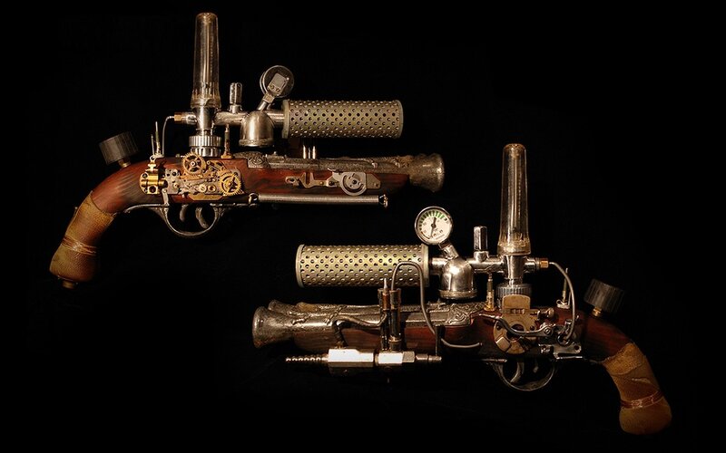 Steampunk firearms art