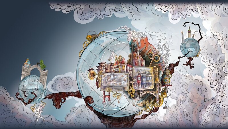 steampunk floating world