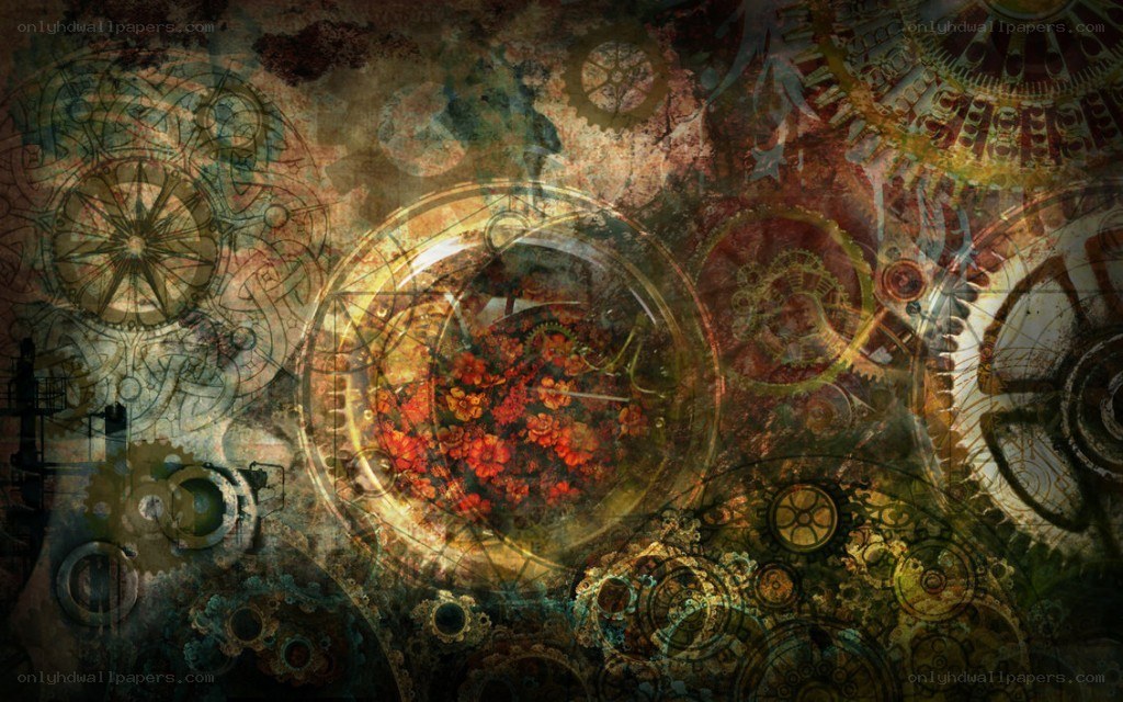 steampunk floral abstract art
