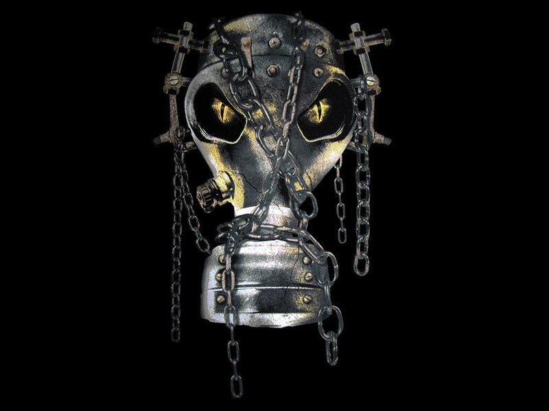 steampunk gas mask sculpture