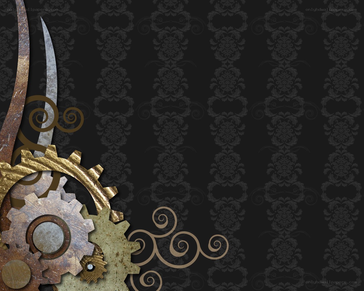 steampunk gears and scrollwork