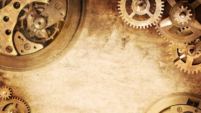 steampunk gears on aged paper