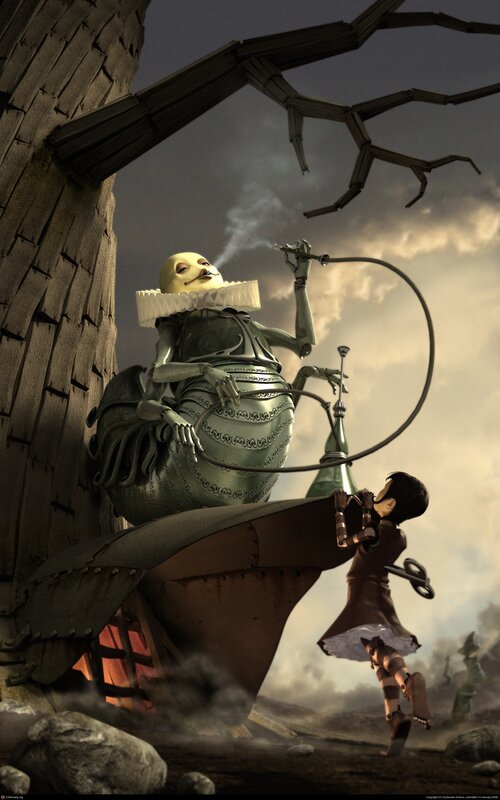 Steampunk giant and child