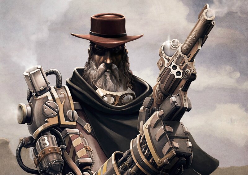 steampunk gunslinger portrait