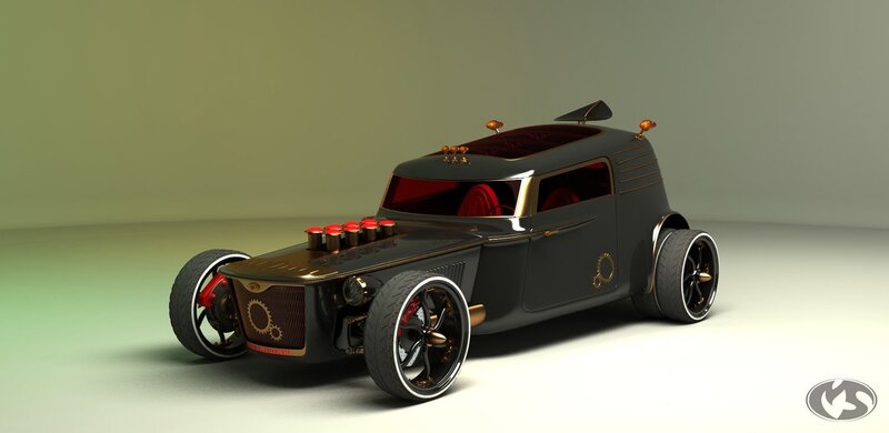 steampunk hot rod car