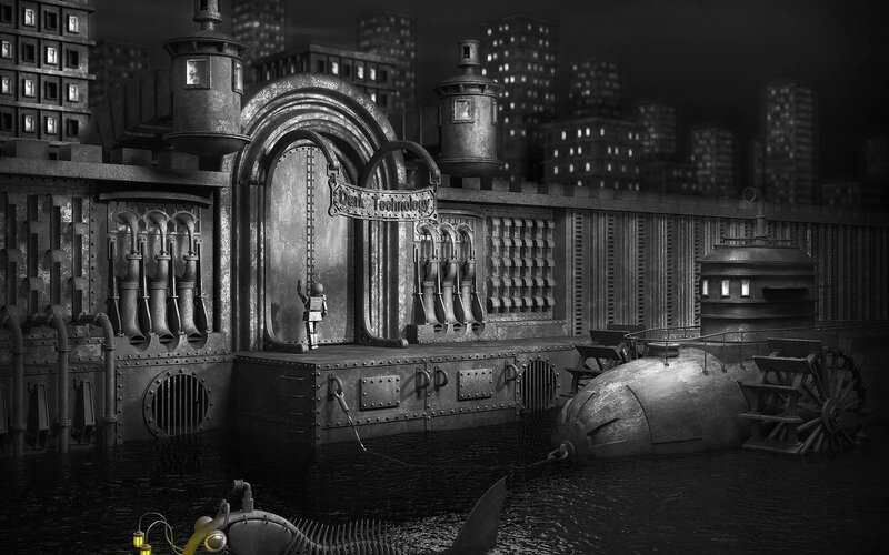 steampunk industrial dock
