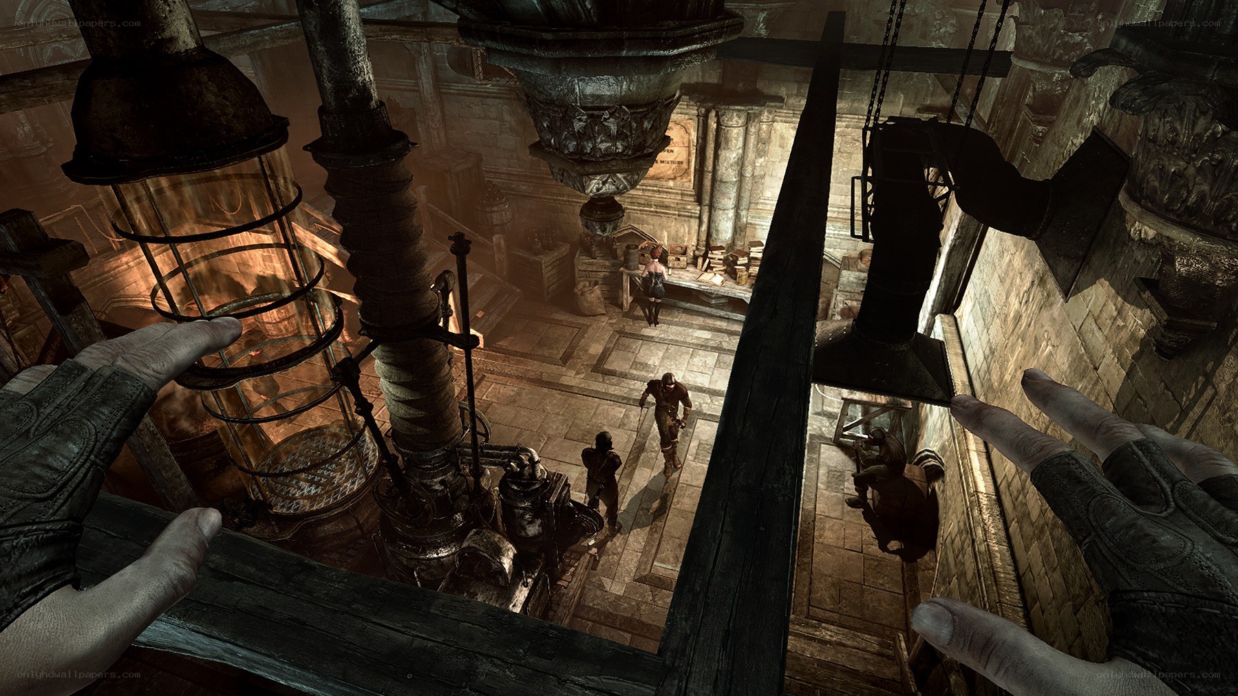 steampunk industrial interior scene