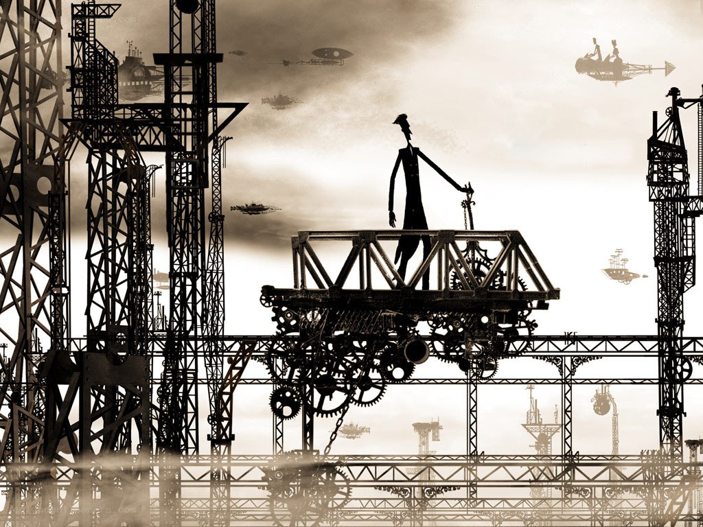 steampunk industrial landscape