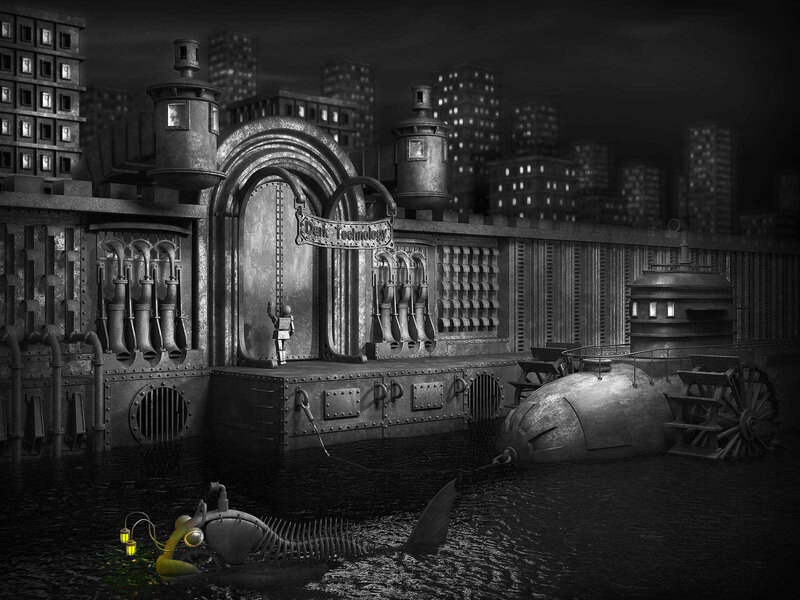 steampunk industrial scene