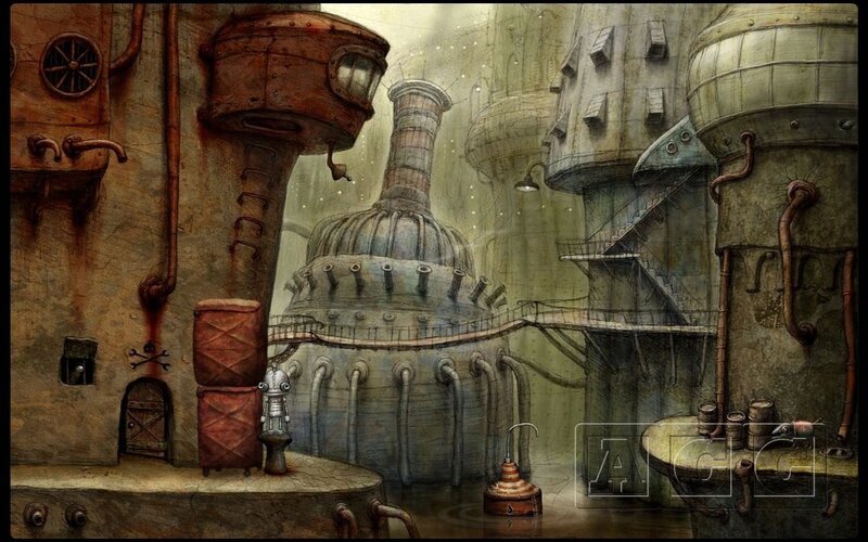 steampunk industrial scene