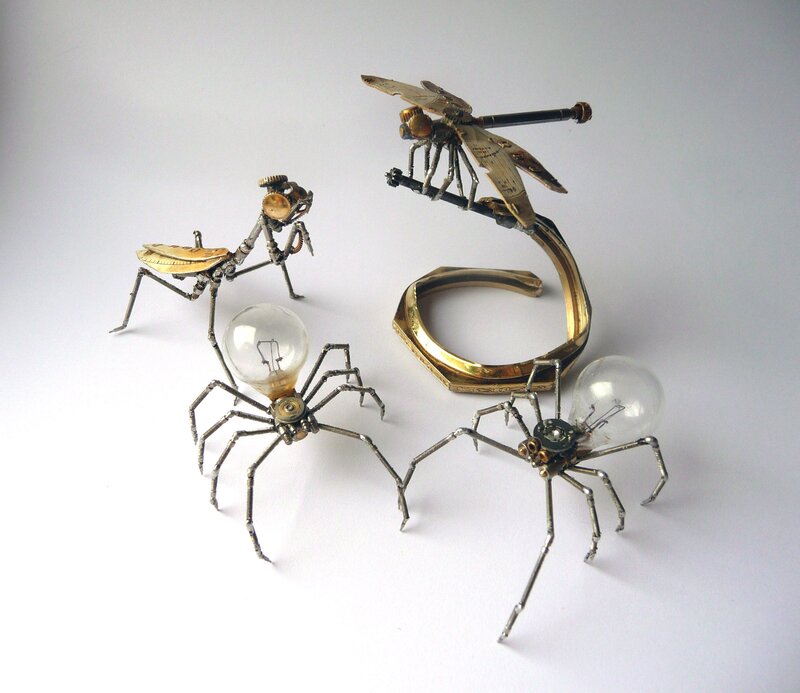 Steampunk insect sculptures
