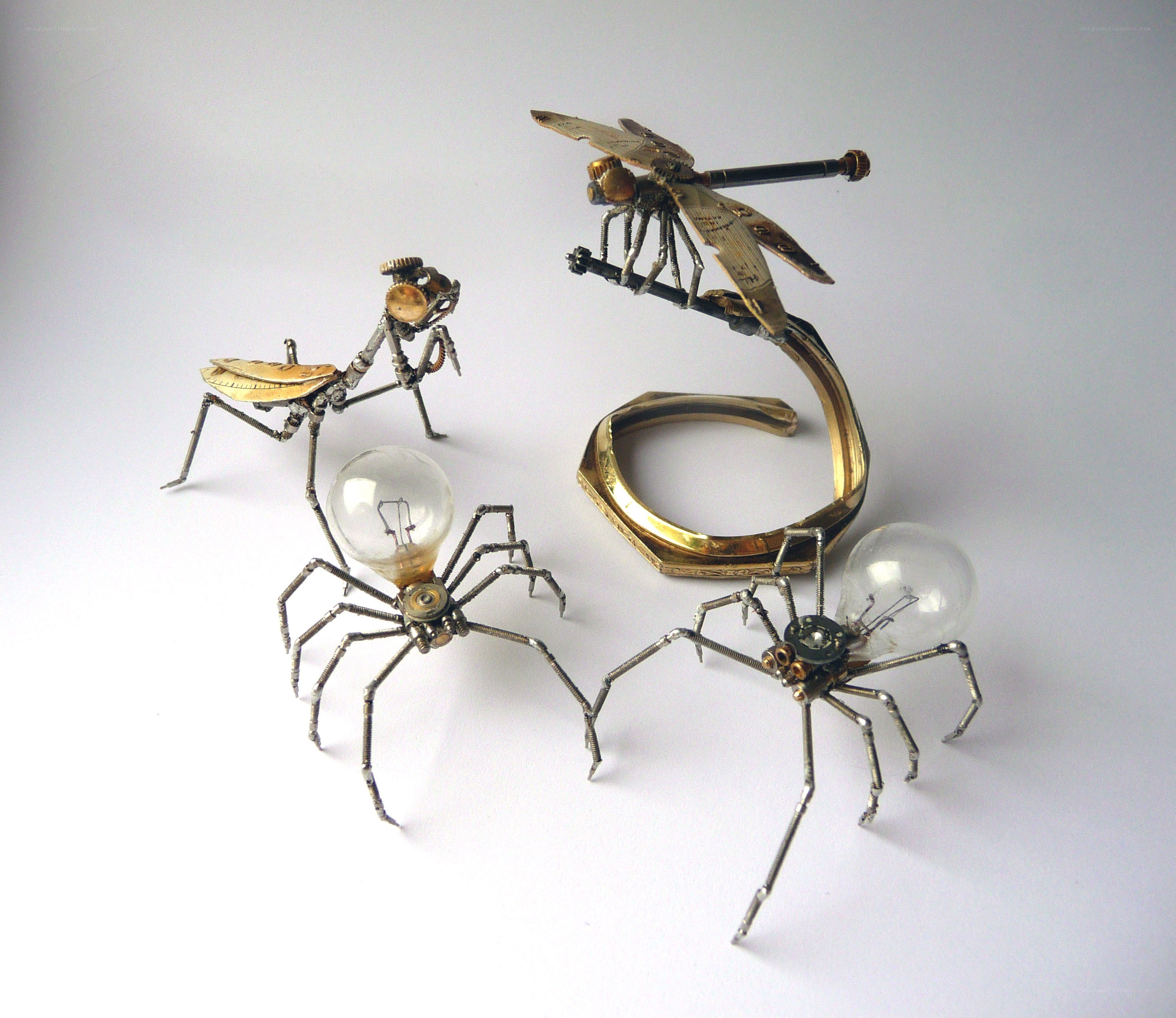 Steampunk insect sculptures
