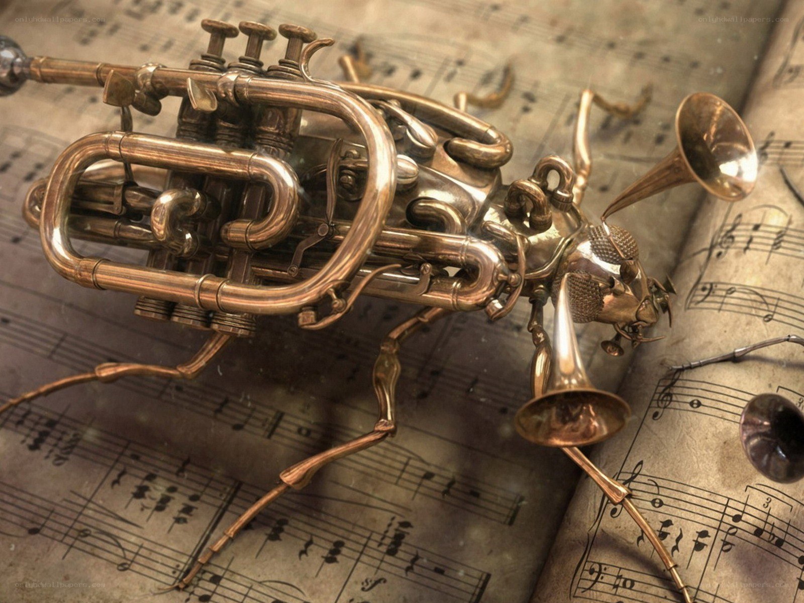 Steampunk insect with trumpet