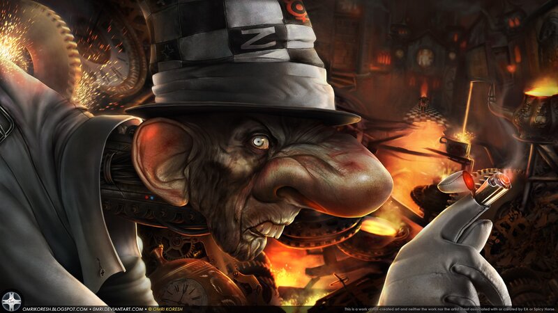 steampunk inventor with mechanical parts