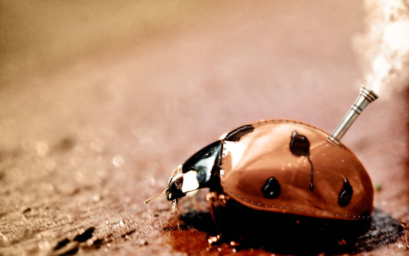 steampunk ladybug with smoke