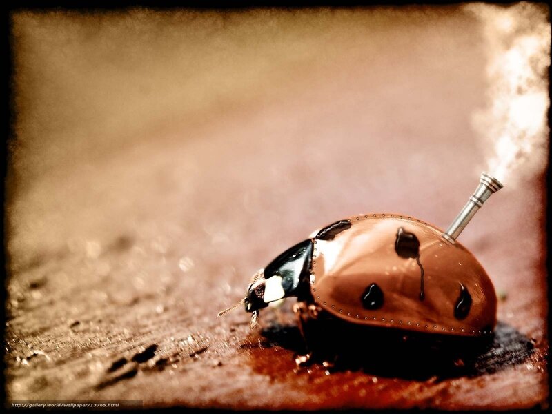steampunk ladybug with smoke
