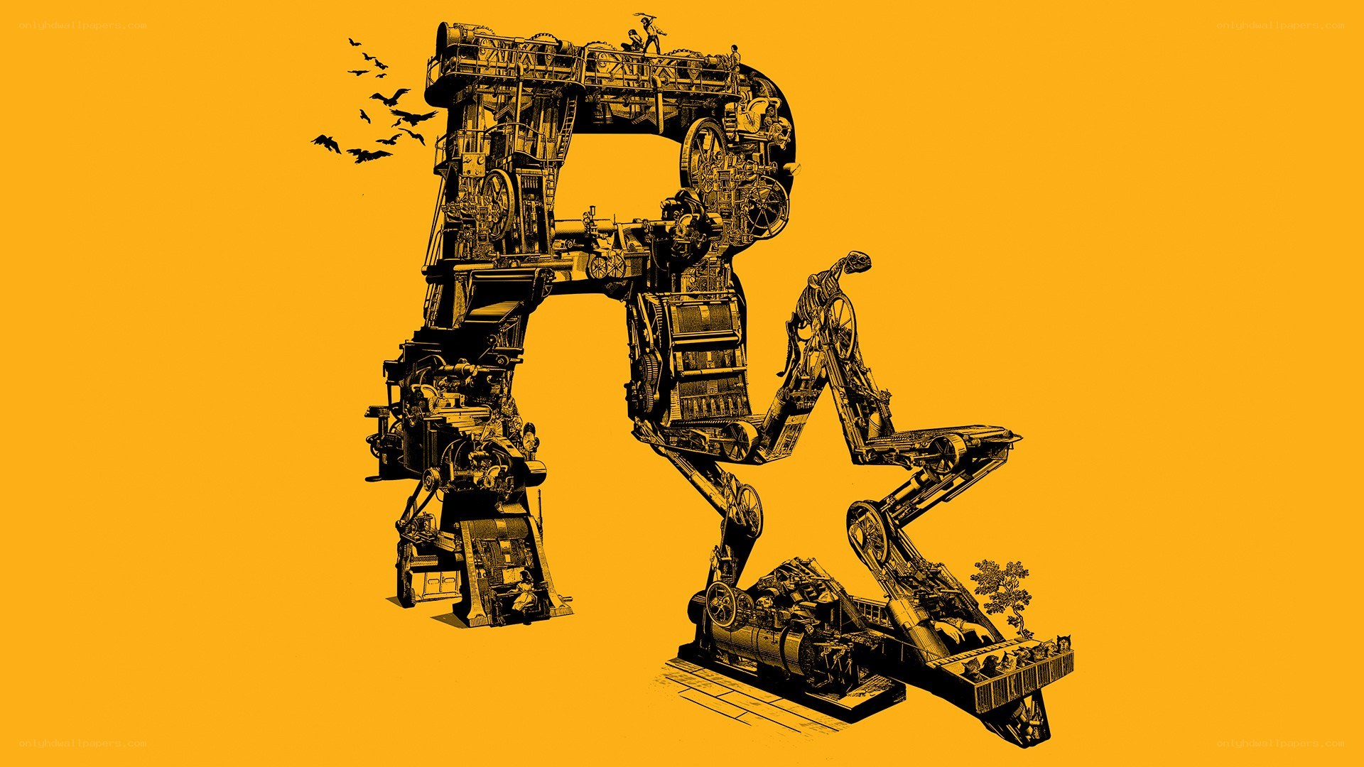 Steampunk letter R illustration
