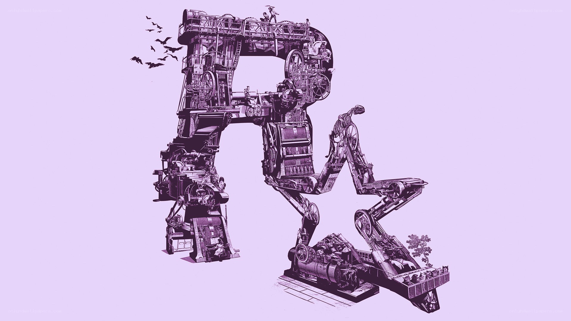 steampunk letter R illustration