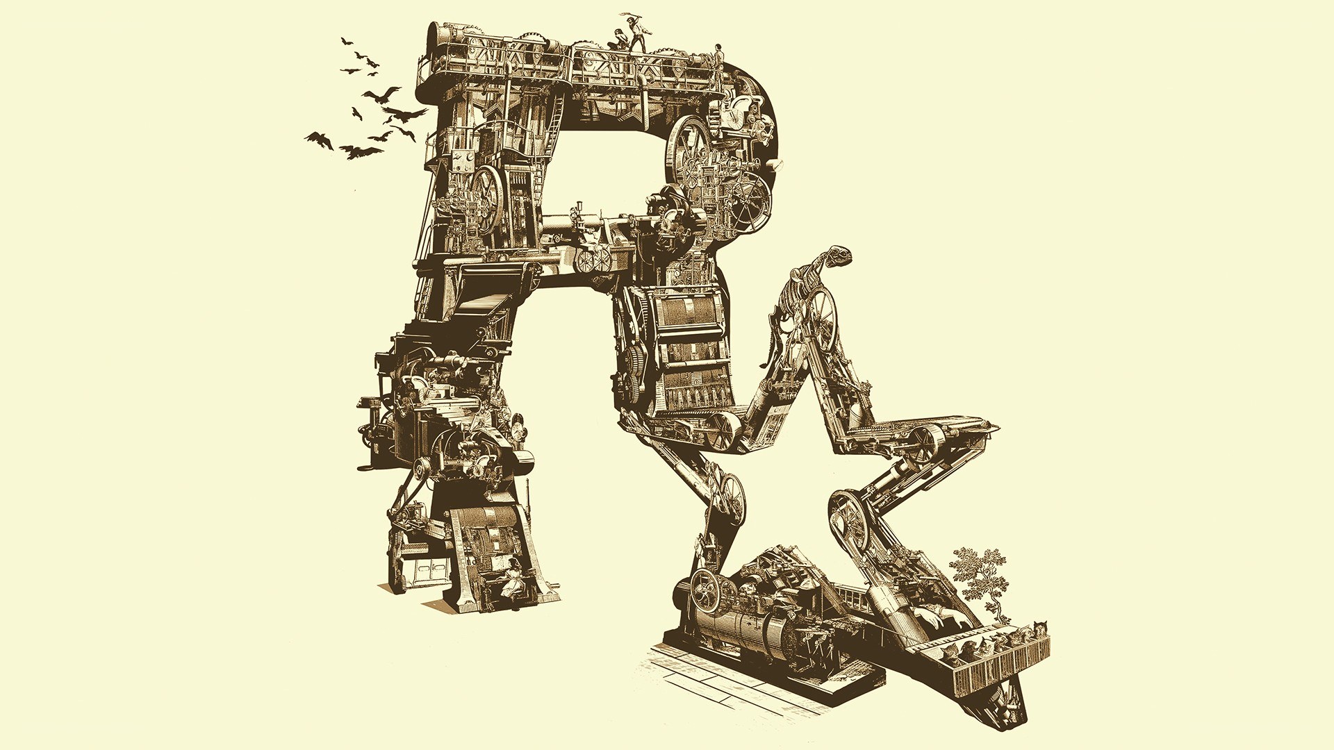 Steampunk letter R illustration