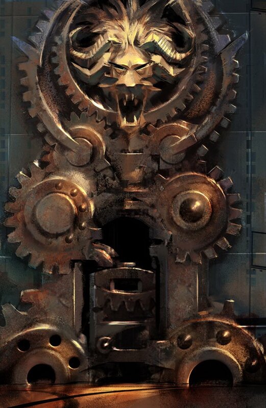 steampunk lion gear sculpture