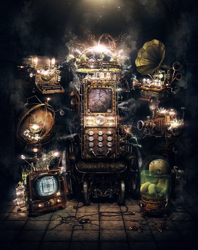 Steampunk Machine Assembly — Black