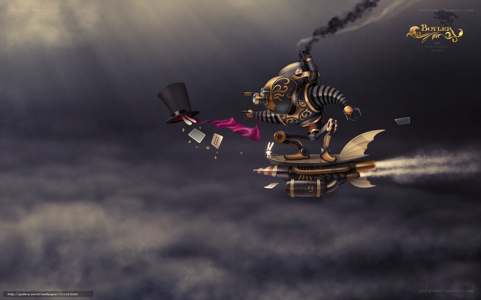 steampunk magician in flight