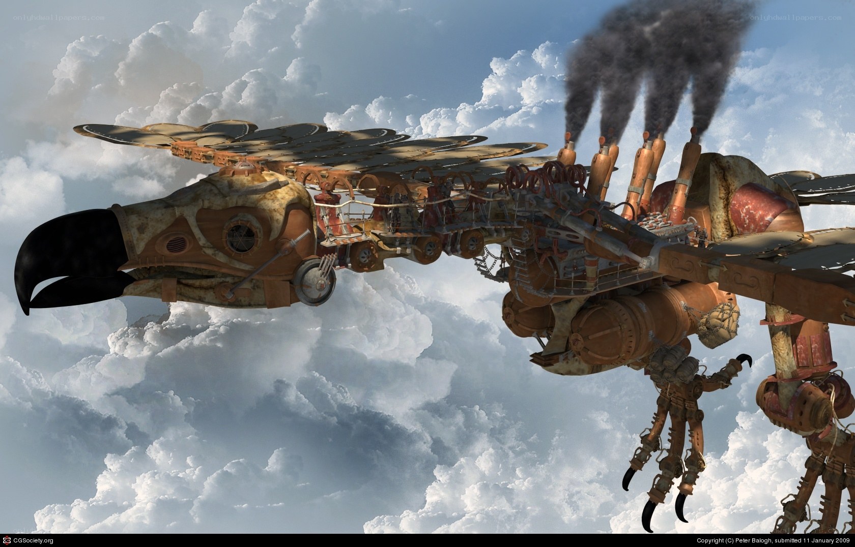 steampunk mechanical bird